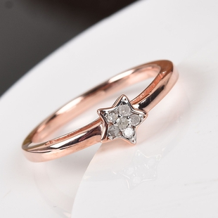 White Diamond Ring in Rose Gold Sterling Silver 0.03 ct  0.030  Ct.