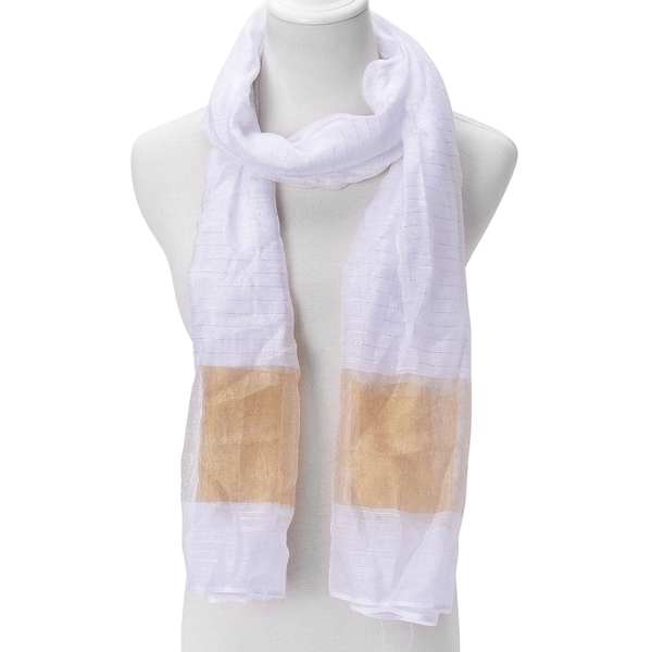 White and Brown Colour Scarf (Size 180x70 Cm)