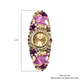 STRADA Japanese Movement Purple and White Austrian Crystal Studded Butterfly & Floral Pattern Water Resistant Bangle Watch (Size 6.5) in Yellow Gold Tone