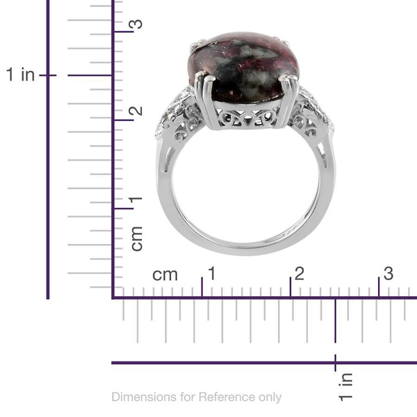 Natural  Eudialyte (Ovl 7.00 Ct), Diamond Ring in Platinum Overlay Sterling Silver 7.030 Ct.