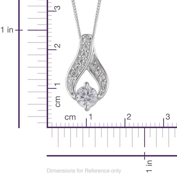 AAA Simulated Diamond (Rnd) Pendant With Chain and Earrings in Platinum Overlay Sterling Silver