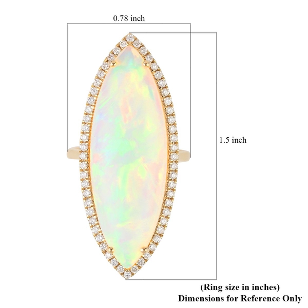 ILIANA 18K Yellow Gold AGI Certified AAA Ethiopian Welo Opal and (SI/G-H)Diamond Ring 14.80 Ct, Gold Wt. 6.60 Gms