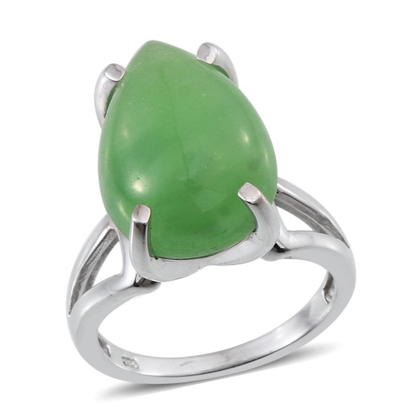 Green Jade (Pear) Ring in Platinum Overlay Sterling Silver 12.250 Ct.