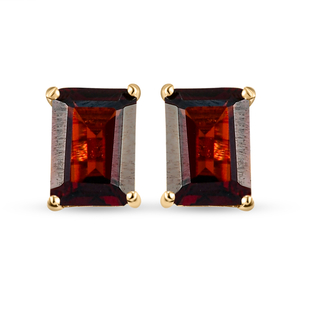 Red Garnet Earrings (with Push Back) in 14K Gold Overlay Sterling Silver 2.37 Ct