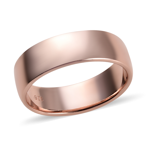 6mm Plain Band Ring in Rose Gold Plated 925 Sterling Silver 4.17 grams