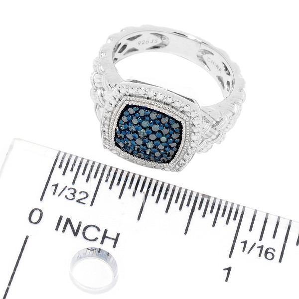 Blue Diamond (Rnd) Ring in Blue Rhodium Overlay Sterling Silver Ring  0.250 Ct.