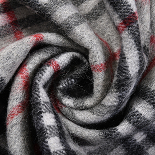 La Marey Woolen Checkered Pattern Scarf - Grey & Red