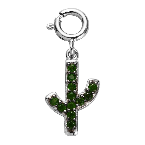 Sundays Child - AA Chrome Diopside Cactus Charm in Platinum Overlay Sterling Silver