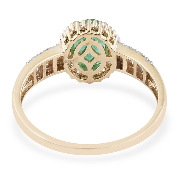9K Yellow Gold Kagem Zambian Emerald (Ovl 1.10 Ct), Diamond Ring 1.500 Ct.