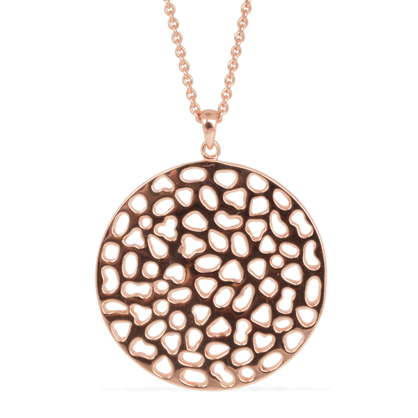 RACHEL GALLEY Rose Gold Overlay Sterling Silver Enkai Sun Pendant With Chain (Size 30), Silver wt 21