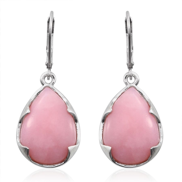 Peruvian Pink Opal (Pear) Lever Back Earrings in Platinum Overlay Sterling Silver 17.000 Ct.