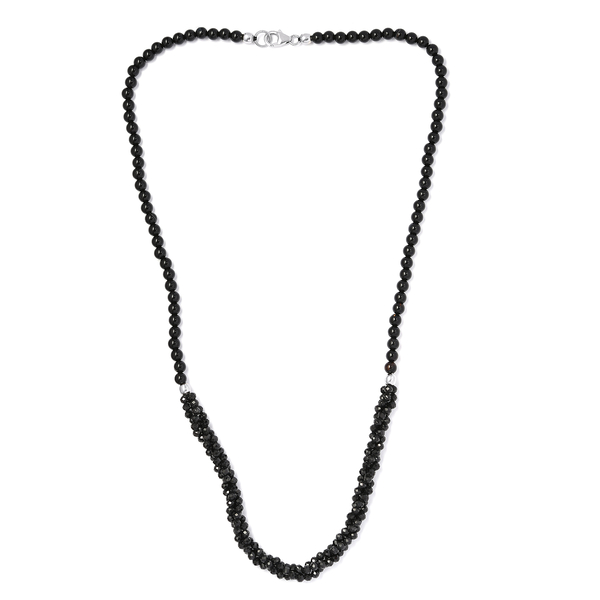 Black Spinel and Quartzite Necklace (Size - 20) in Sterling Silver