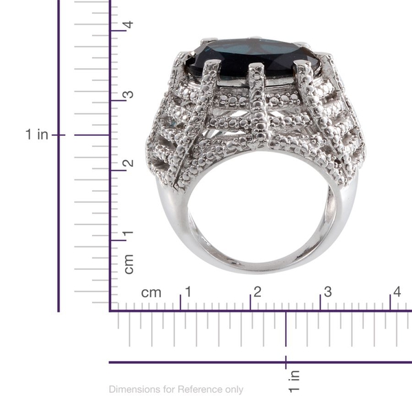 Indicolite Quartz (Ovl 9.00 Ct), Diamond Ring in Platinum Overlay Sterling Silver 9.010 Ct.