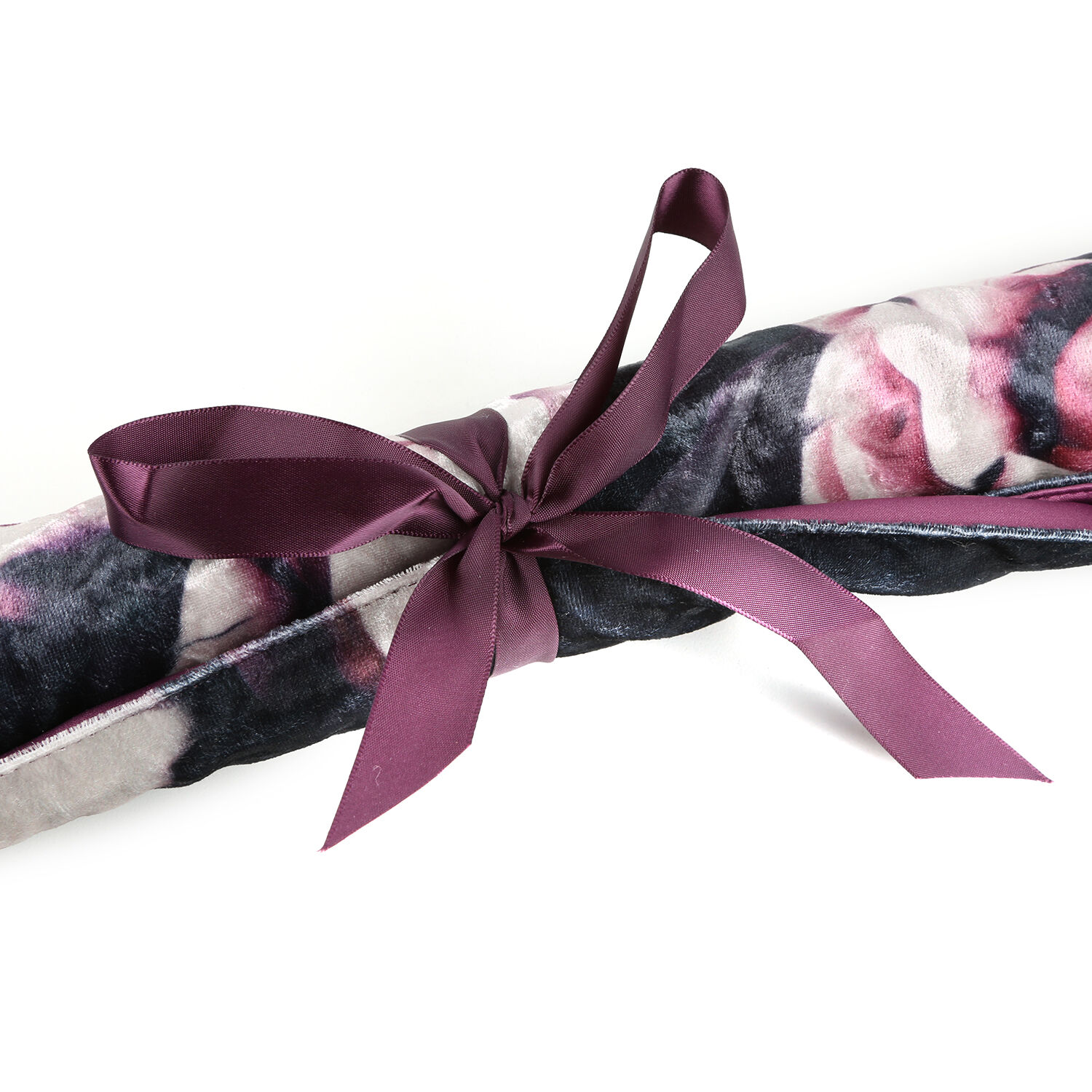 Sateen Lined Crushed Velvet Table Runner with Gardenia Print and Tassels (Size 40x160 cm)