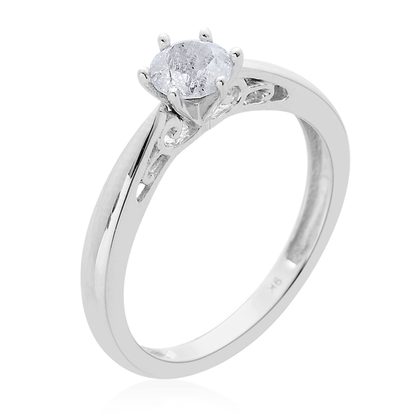 9K W Gold SGL Certified Diamond (Rnd) (I3/ G-H) Solitaire Ring 0.500 Ct.