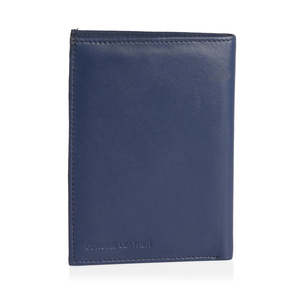 Genuine Leather Blue Colour RFID Blocker Passport Wallet (Size 15x11 Cm)