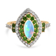 Ethiopian Welo Opal, Chrome Diopside and Natural Cambodian Zircon  Ring in Gold Overlay Sterling Sil