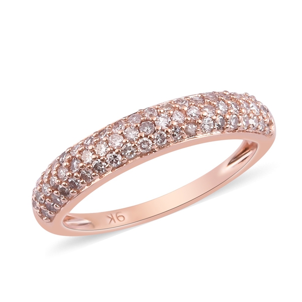Exclusive Edition Natural Pink Diamond Band Ring in 9K Rose Gold,0.50 Ct.