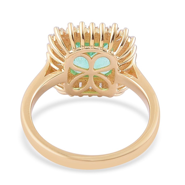 ILIANA 18K Y Gold Boyaca Colombian Emerald (Oct 2.50 Ct), Diamond Ring 3.000 Ct.