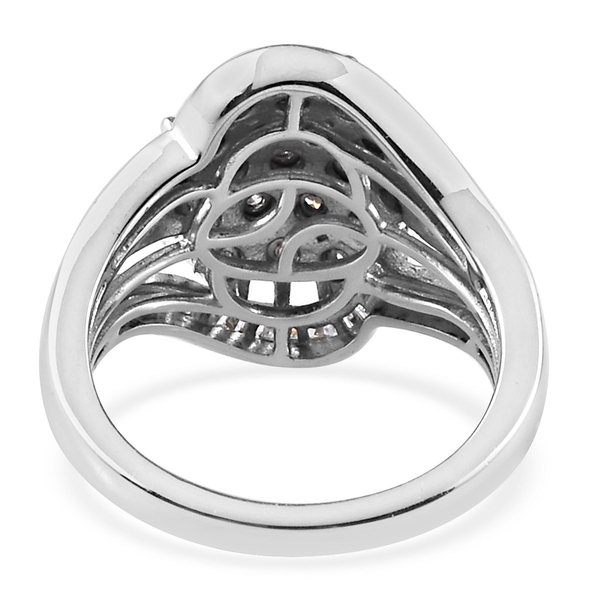 Close Out Deal- Diamond Ring in Platinum Overlay Sterling Silver Ring -  0.50Ct