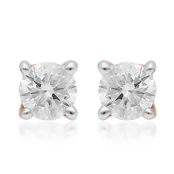9K Rose Gold SGL Certified Diamond (I3/G-H) Stud Earrings (with Push Back) 0.25 Ct.