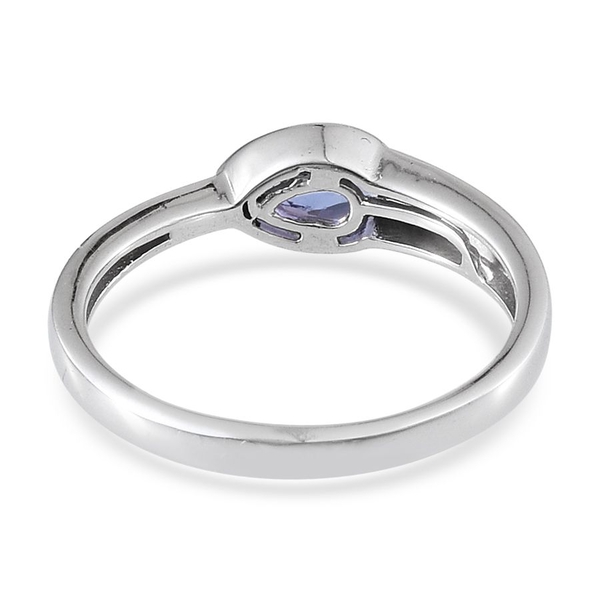 Tanzanite (Pear) Solitaire Ring in Platinum Overlay Sterling Silver 0.750 Ct.
