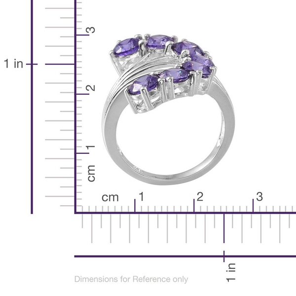 AAA Simulated Tanzanite (Rnd) 7 Stone Ring in Sterling Silver 5.750 Ct.