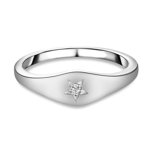 Diamond (Rnd) Star Ring in Platinum Overlay Sterling Silver