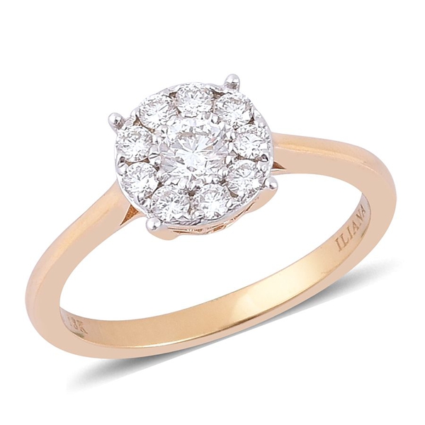 ILIANA 18K Yellow Gold IGI Certified 0.50 Carat Diamond Floral Ring (SI/G-H).