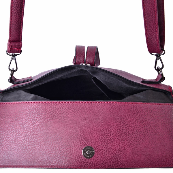 Celina Berry Red Crossbody Bag with Adjustable and Removable Strap (Size 24x19.5x6 Cm)