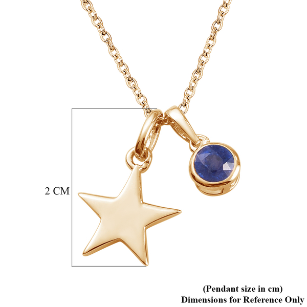 Masoala Sapphire (FF) 2 Pcs Pendant with Chain (Size 20) with Lobster Clasp in 14K Gold Overlay Sterling Silver