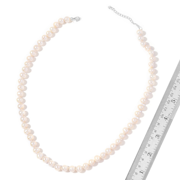 9K W Gold Fresh Water White Pearl Necklace (Size 18 with 1 inch Extender)
