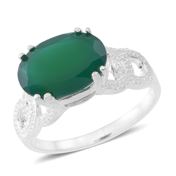 Verde Onyx (Ovl) Solitaire Ring in Sterling Silver 5.000 Ct.