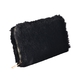 Faux Fur Long Size Wallet with Zipper Closure (Size 20x10x3Cm) - Black