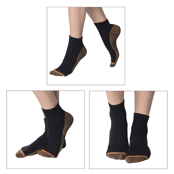 Set of 4 - Copper Infused Socks (Size L/XL size40-46) - Beige, Light Grey, Black & White