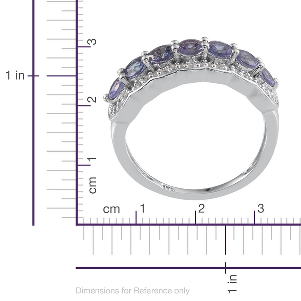 Tanzanite (Rnd), White Topaz Ring in Platinum Overlay Sterling Silver 1.500 Ct.