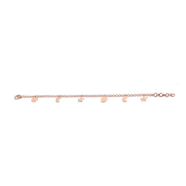 Rose Gold Overlay Sterling Silver Charm Bracelet (Size 7.5)