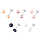 Set of 5 - Fresh Water Peacock, Purple, Peach, White and Golden Pearl Stud Earrings in Rhodium Overl