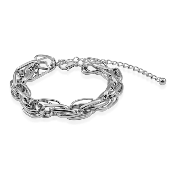 Prince of Wales Bracelet (Size 7 with Extender) in Silver Tone