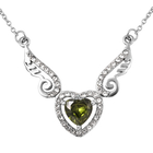 Simulated Peridot and White Austrian Crystal Necklace (Size 20) in Stainless Steel