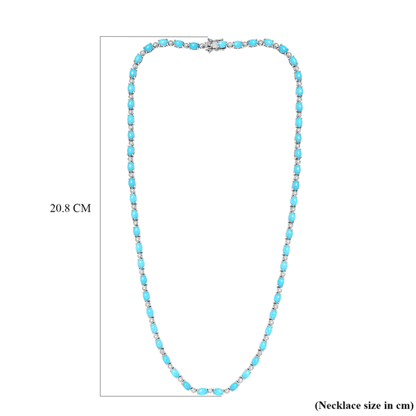 Arizona Sleeping Beauty Turquoise and Natural Cambodian Zircon Necklace (Size - 20) in Platinum Overlay Sterling Silver 23.90 Ct, Silver Wt. 26.29 Gms