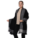 Close Out Deal LA MAREY Super Soft 100% Wool Shawl in Black Houndstooth Border Pattern with Tassels (200x70cm)