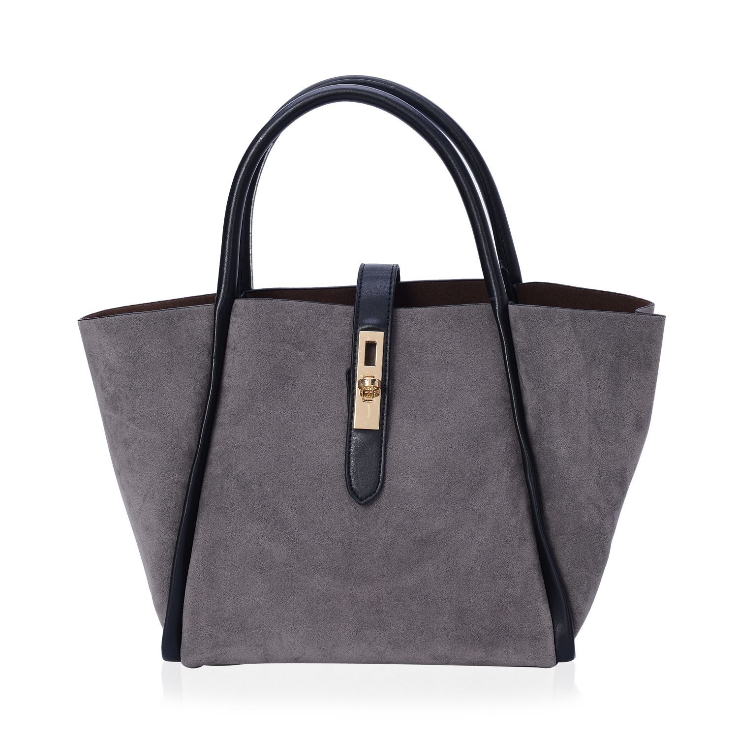 Set of 2 - Grey Colour Tote Bag and Black Colour Crossbody Bag with Adjustable and Removable Shoulder Strap (Size 38x23.5x13.5 and 33x19x12 Cm)