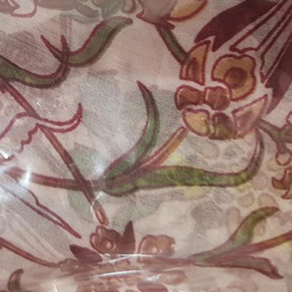 100% Mulberry Silk Apricot Buff Splash Folk Floral Printed Scarf (Size 180x100 Cm)