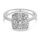 Lustro Stella Platinum Overlay Sterling Silver Ring (Size P) Made with Finest CZ