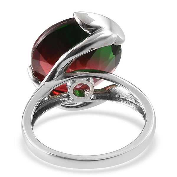 Tourmaline Colour Quartz (Rnd) Solitaire Ring in Platinum Overlay Sterling Silver 11.750 Ct.