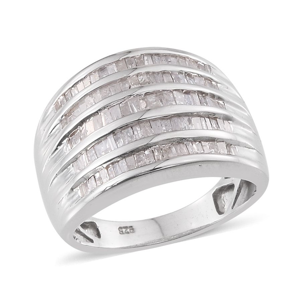 Diamond (Bgt) Ring in Platinum Overlay Sterling Silver 1.000 Ct.