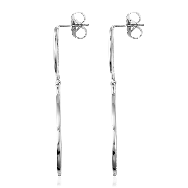 RACHEL GALLEY Rhodium Overlay Sterling Silver Lattice Drop Earrings (with Push Back), Silver wt 16.25 Gms.