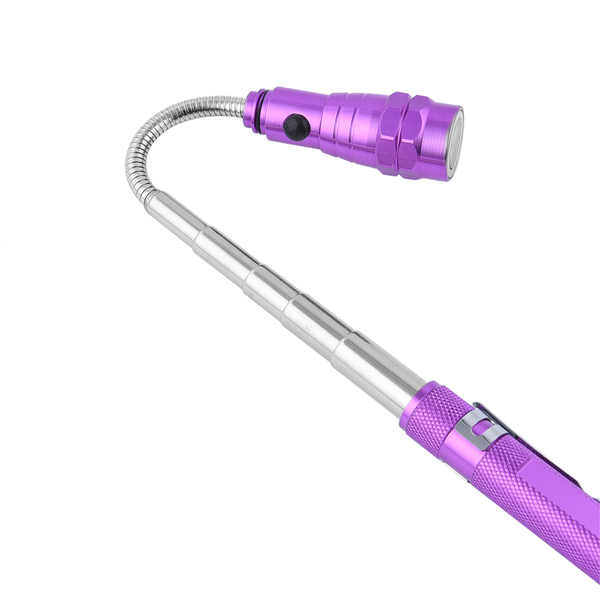 Set of 2 - 360 Degree Flexible Head 3 LED Magnetic Flashlight (Size 17x2.2 Cm) (4XLR44 Battery Included) - Purple