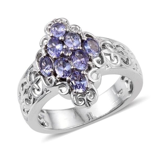 Tanzanite (Ovl) Ring, Pendant With Chain and Lever Back Earrings in Platinum Overlay Sterling Silver 4.500 Ct.
